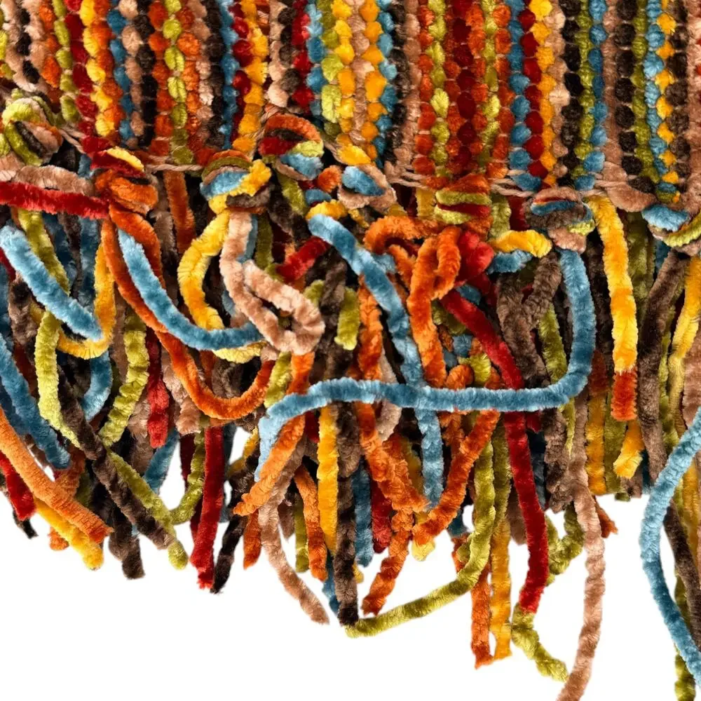 Pier 1 Imports Chenille Throw Blanket 72x56 Multicolor Striped Fringe 72 X 56